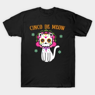 Meow Cat Skull Design T-Shirt